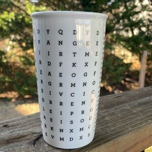 Starbucks 2016 Word Search Double Wall Ceramic Coffee Travel Tumbler Mug 12 Oz